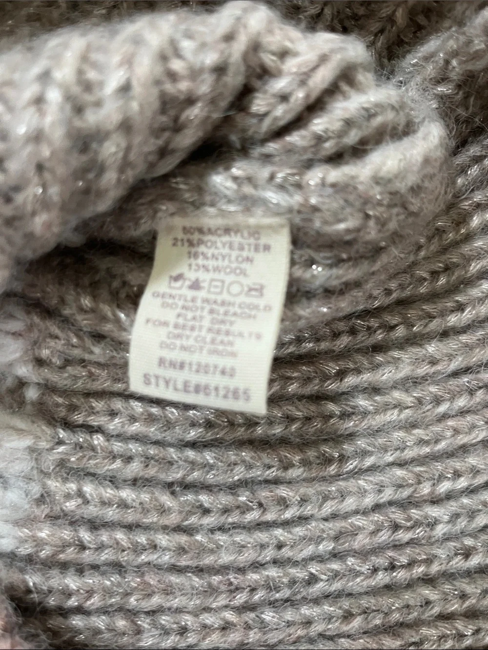 Mystree Two-Tone Cable Knit Crew Sweater - Gray & Dusty Pink Sz S